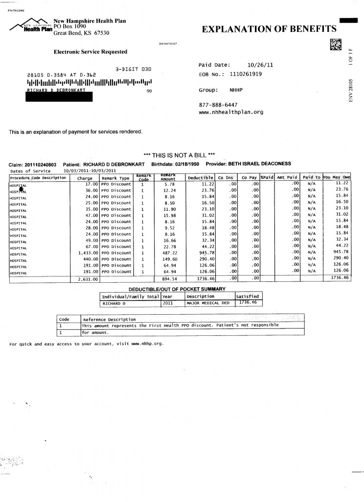 So-called "explanation" of benefits for 10-3-2011