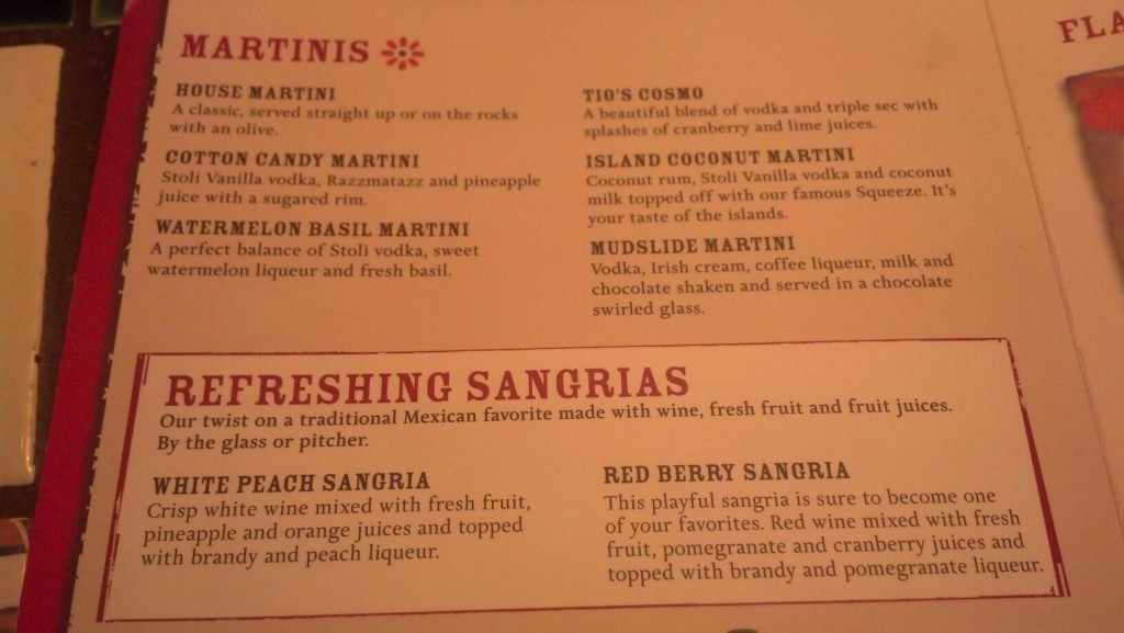 Margaritas menu Sept 2012