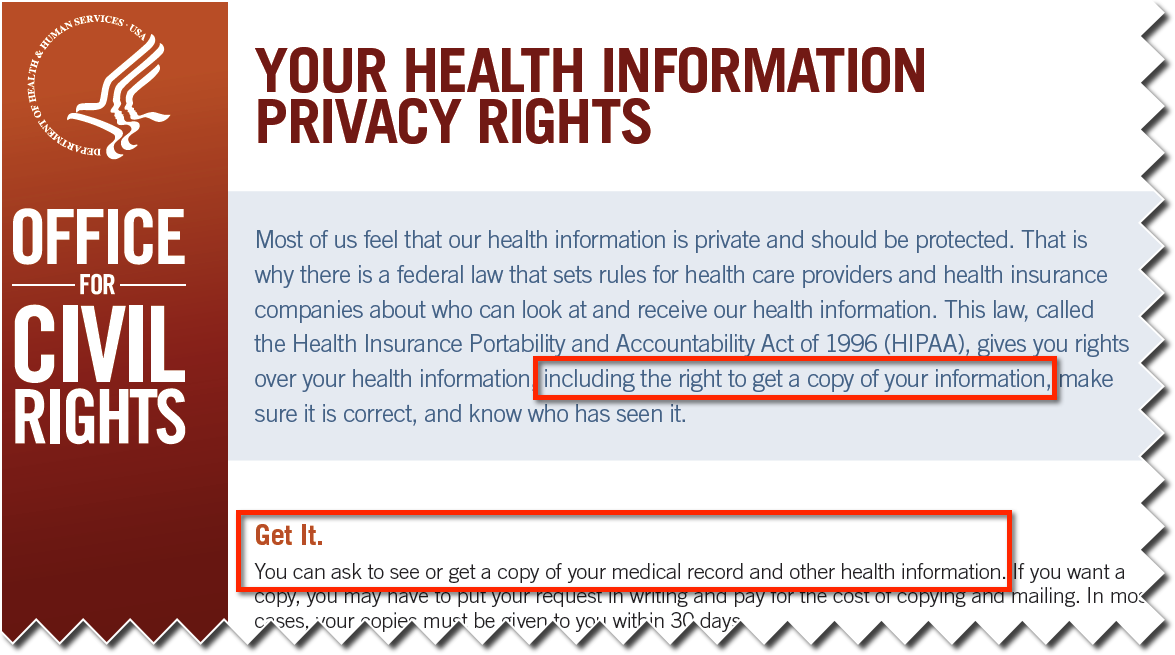 OCR HIPAA flyer excerpt