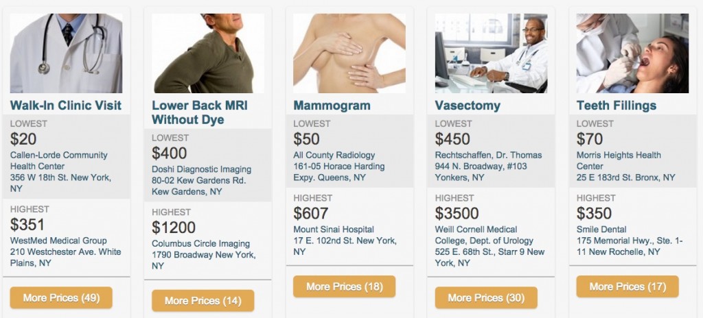 Screen capture of Clear Health Costs home page